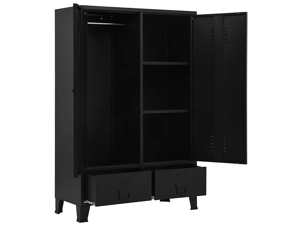 Garde-robe industrielle Noir 90x40x140 Acier