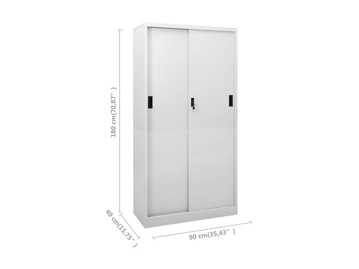 Armoire à bureau porte coulissante Gris clair 90x40x180 Acier