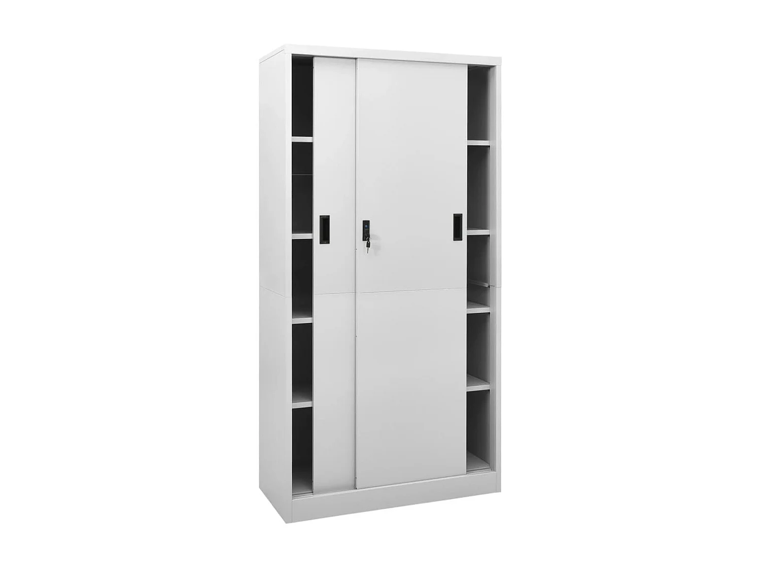 Armoire à bureau porte coulissante Gris clair 90x40x180 Acier
