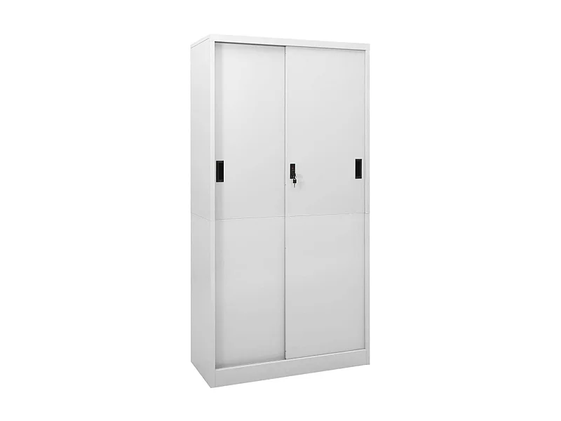 Armoire à bureau porte coulissante Gris clair 90x40x180 Acier