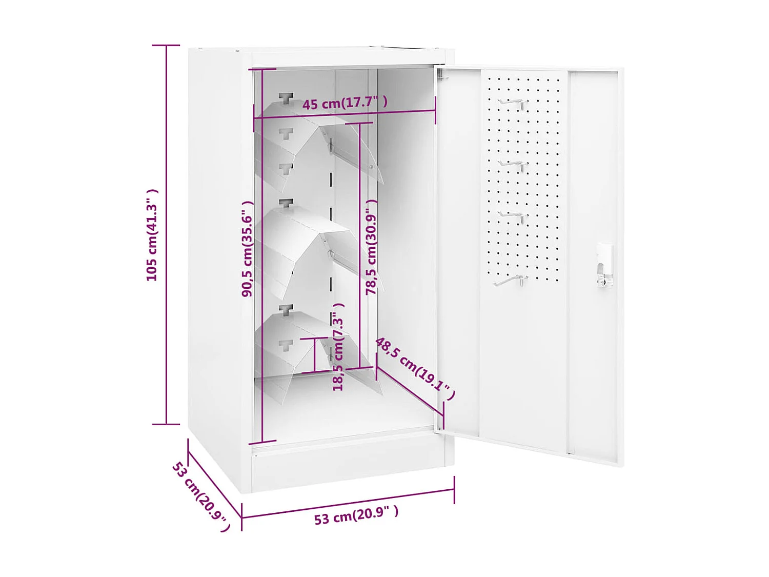 Armoire à selles Blanc 53x53x105 Acier