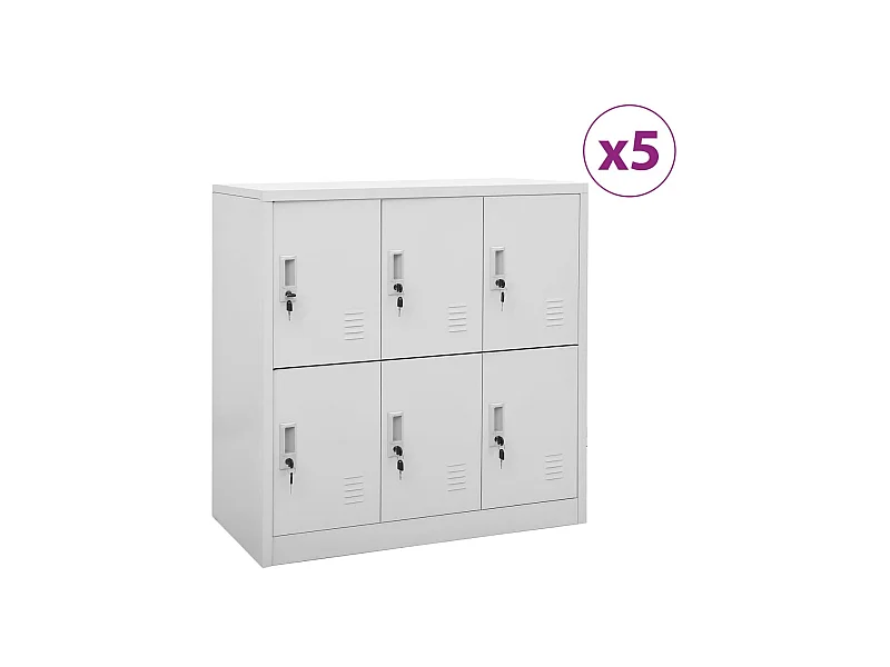 Armoires à casiers 5 pcs Gris clair 90x45x92,5 Acier 2