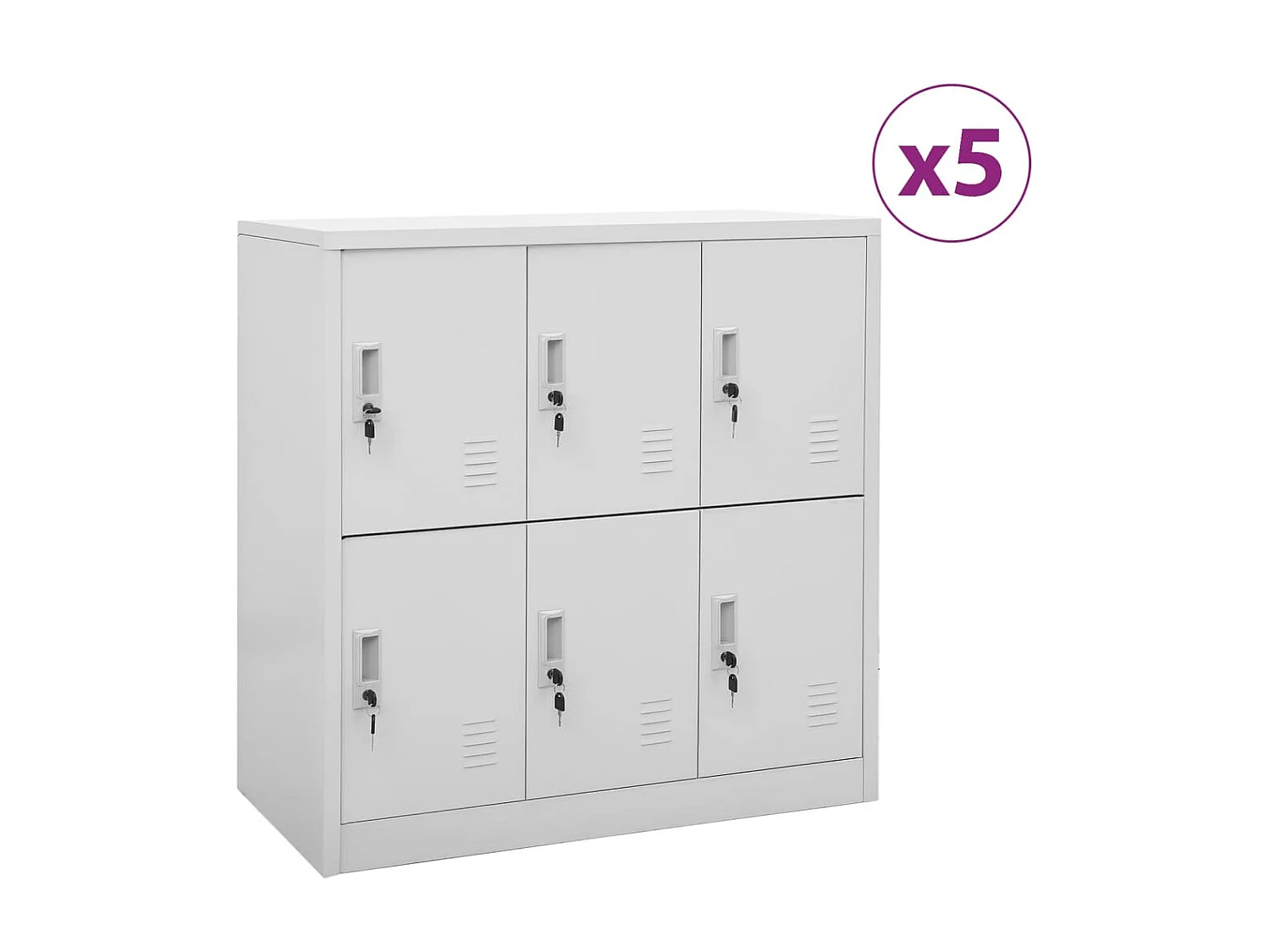 Armoires à casiers 5 pcs Gris clair 90x45x92,5 Acier 2