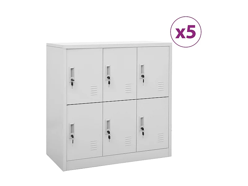 Armoires à casiers 5 pcs Gris clair 90x45x92,5 Acier 2