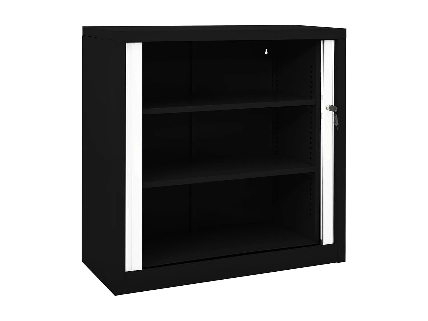 Armoire à portes coulissantes Noir et blanc 90x40x90 Acier