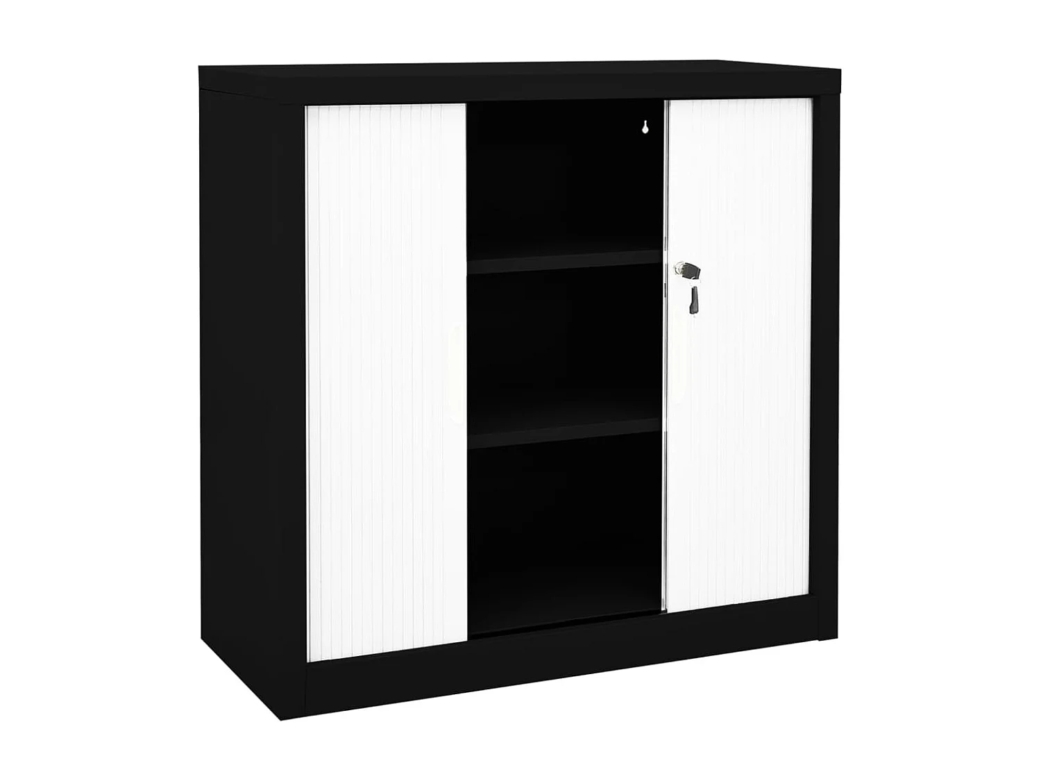 Armoire à portes coulissantes Noir et blanc 90x40x90 Acier