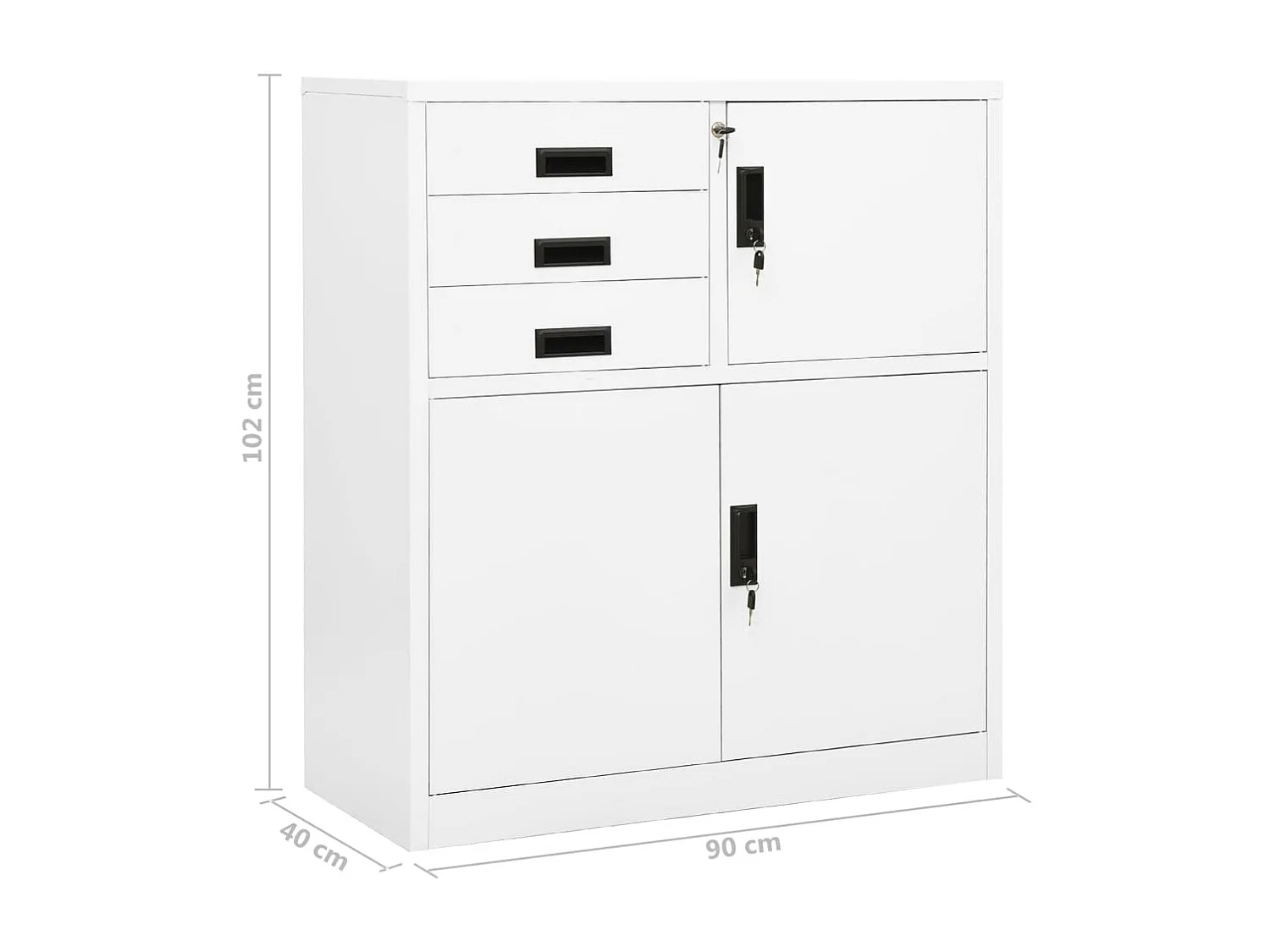 Armoire de bureau Blanc 90x40x102 Acier 2