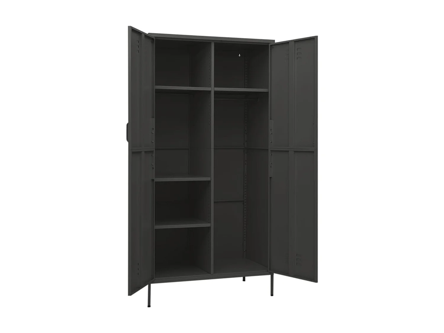 Armoire 1 penderie 4 étagères réglables Klako 90cm - Acier mat-Gris foncé