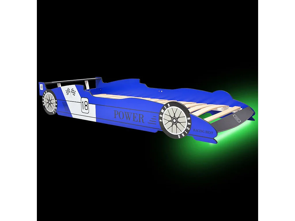 Lit voiture de course pour enfants avec LED 90x200 Bleu