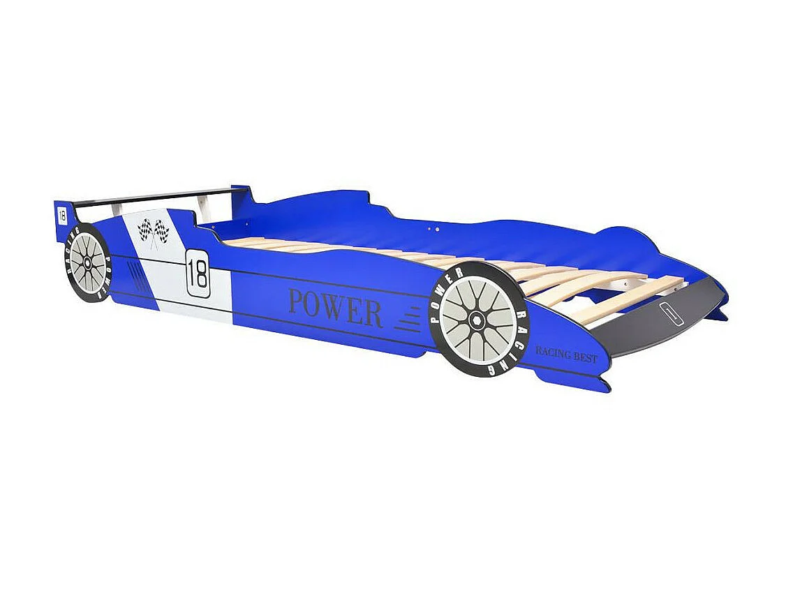 Lit voiture de course pour enfants avec LED 90x200 Bleu