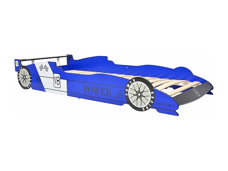 Lit voiture de course pour enfants 90x200 Bleu 2