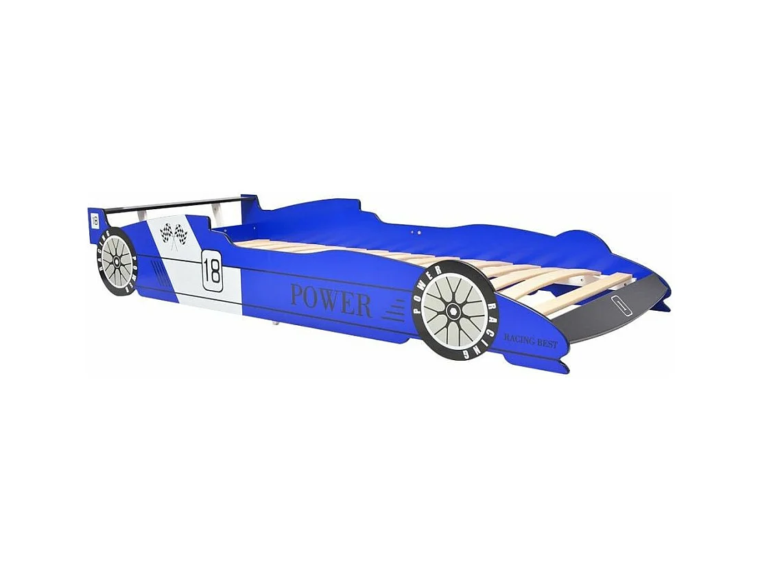Lit voiture de course pour enfants 90x200 Bleu 2