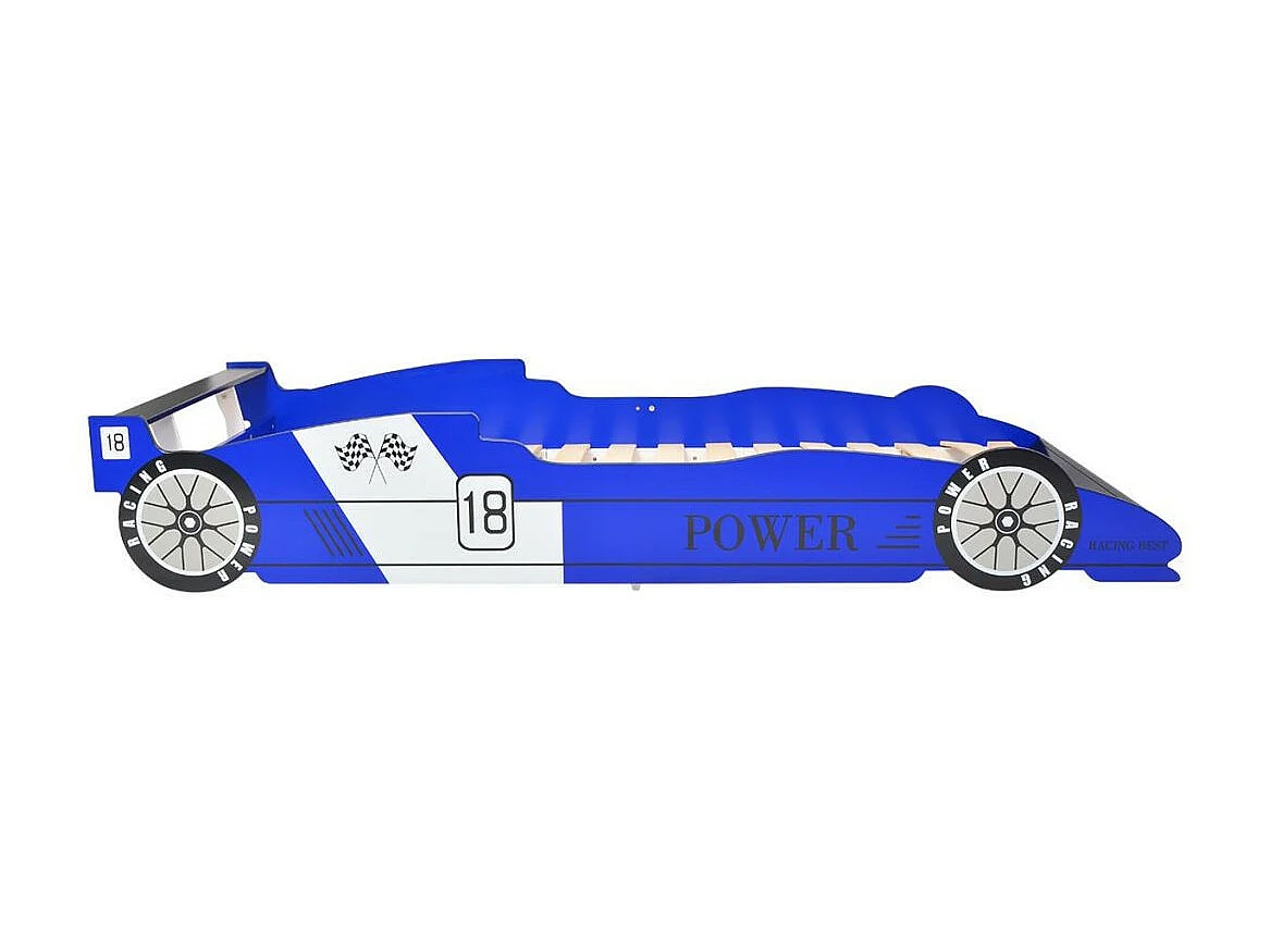 Lit voiture de course pour enfants 90x200 Bleu 2