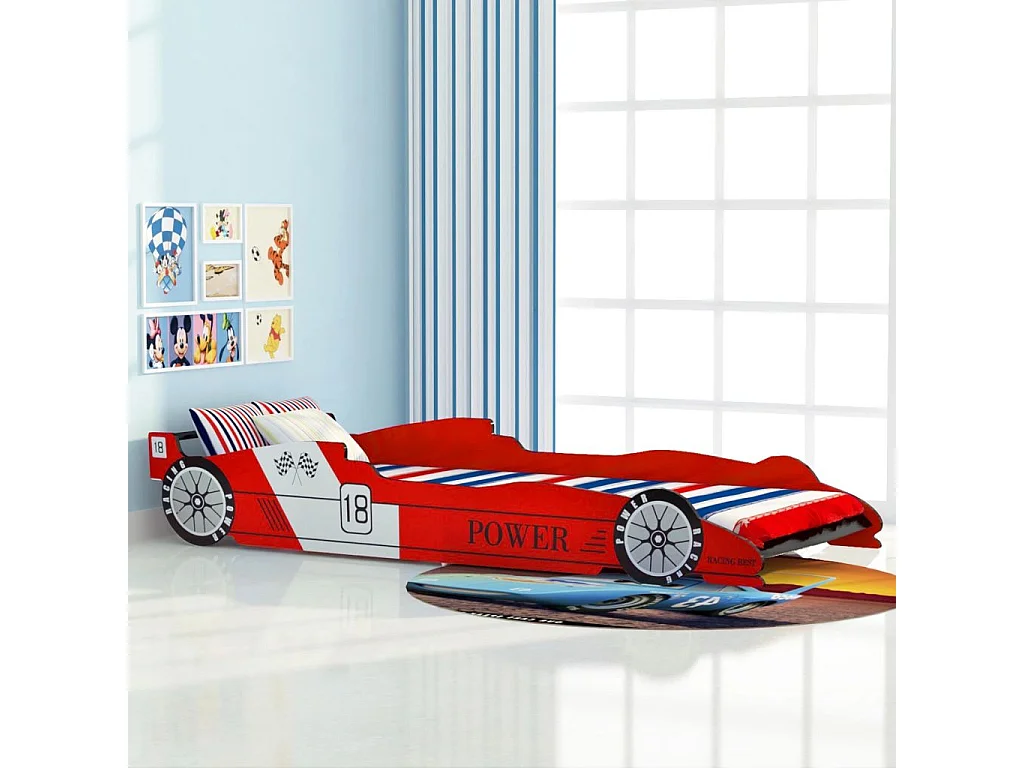 Lit voiture de course pour enfants 90x200 Rouge 2
