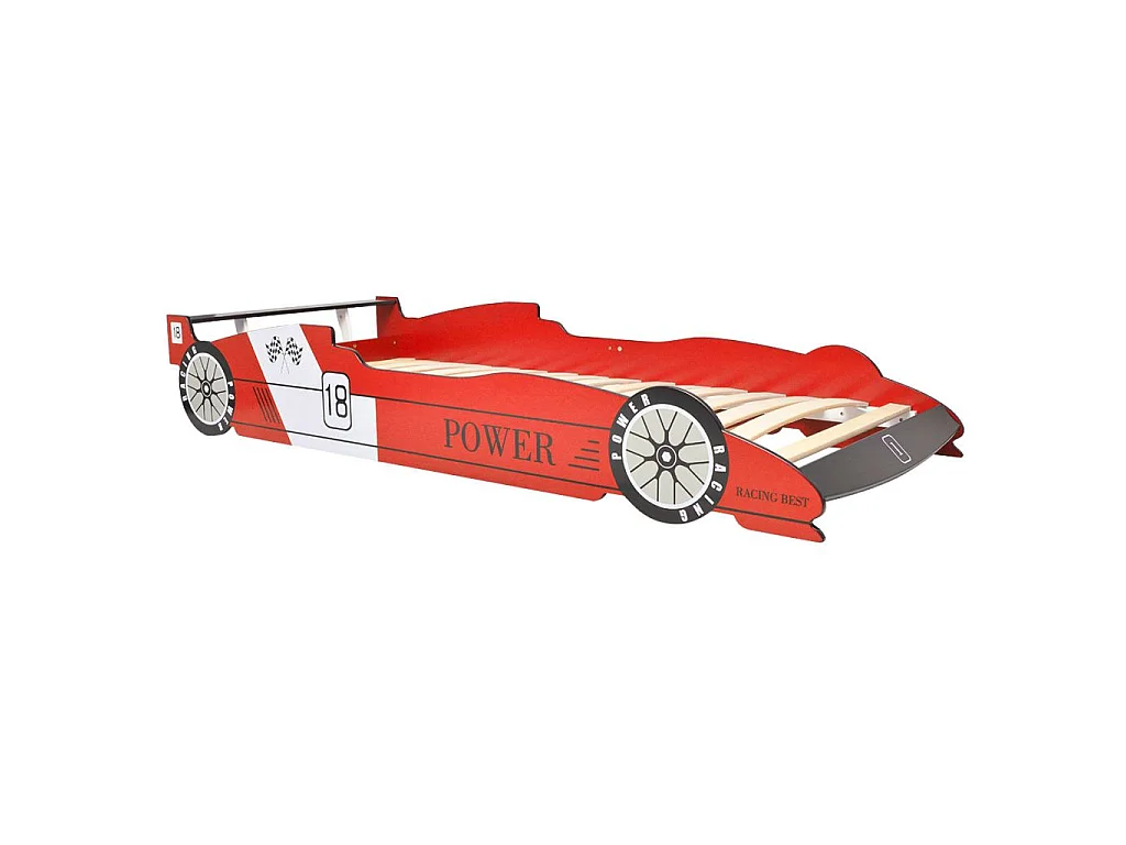 Lit voiture de course pour enfants avec LED 90x200 Rouge
