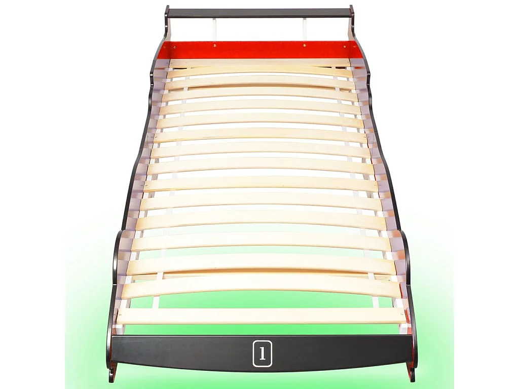 Lit voiture de course pour enfants avec LED 90x200 Rouge