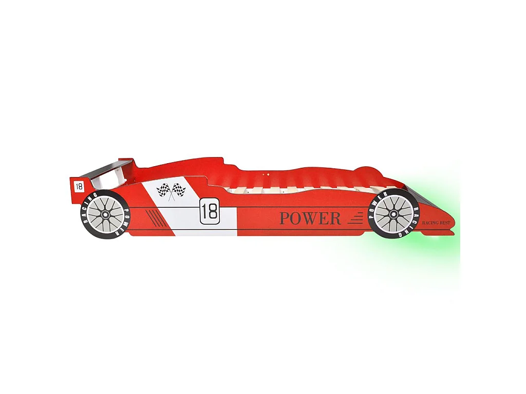 Lit voiture de course pour enfants avec LED 90x200 Rouge