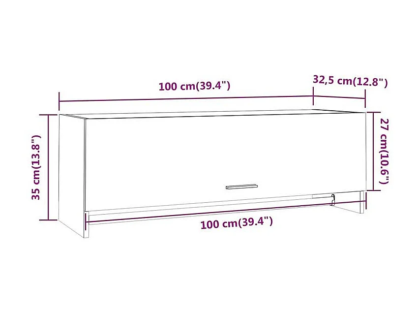 Meuble d’entrée mural avec penderie 100cm – Modèle Refleta-Blanc brillant