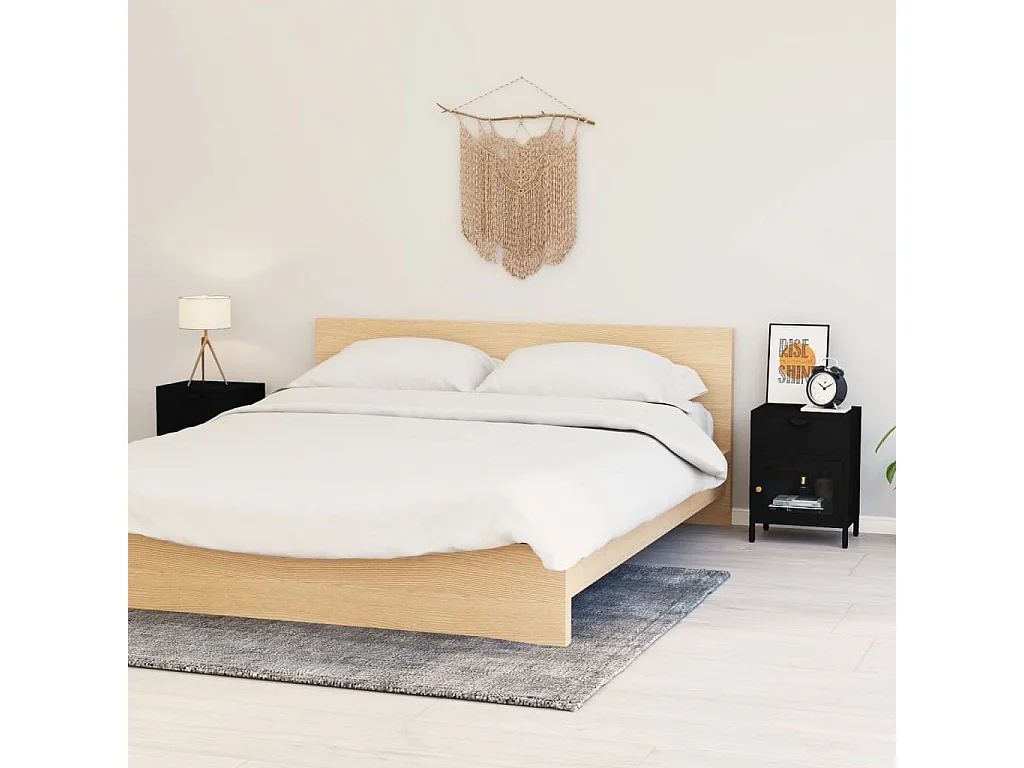 Mesitas de noche 2 uds Negro 40x30x54,5 cm Acero y cristal