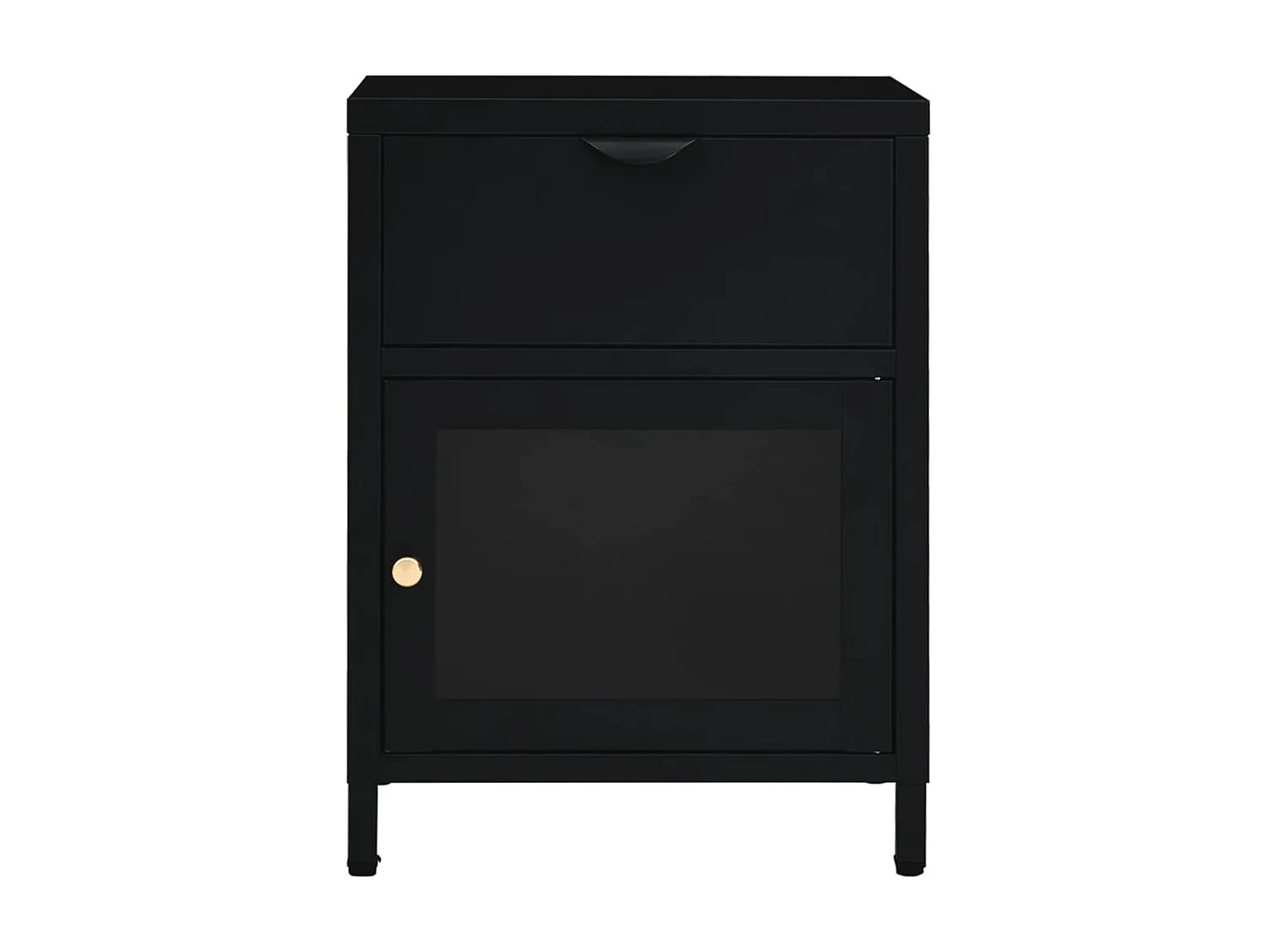 Mesitas de noche 2 uds Negro 40x30x54,5 cm Acero y cristal