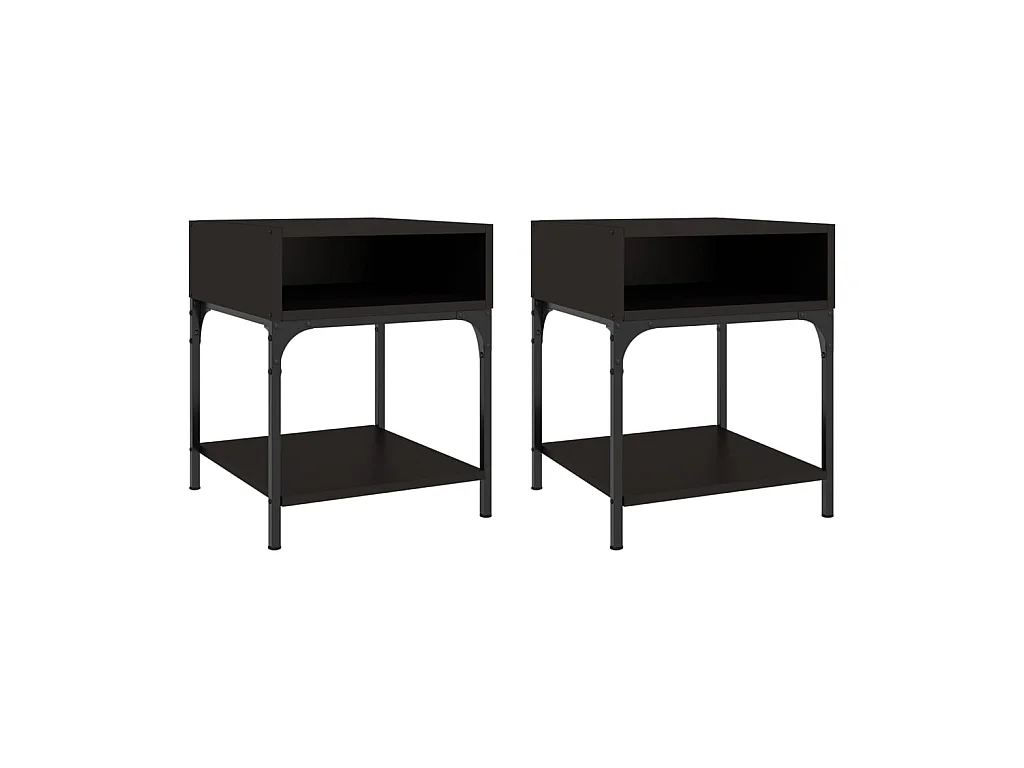 Tables de chevet 2 pcs noir 40x41x50 cm bois d’ingénierie