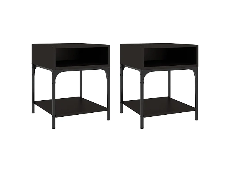Tables de chevet 2 pcs noir 40x41x50 cm bois d’ingénierie
