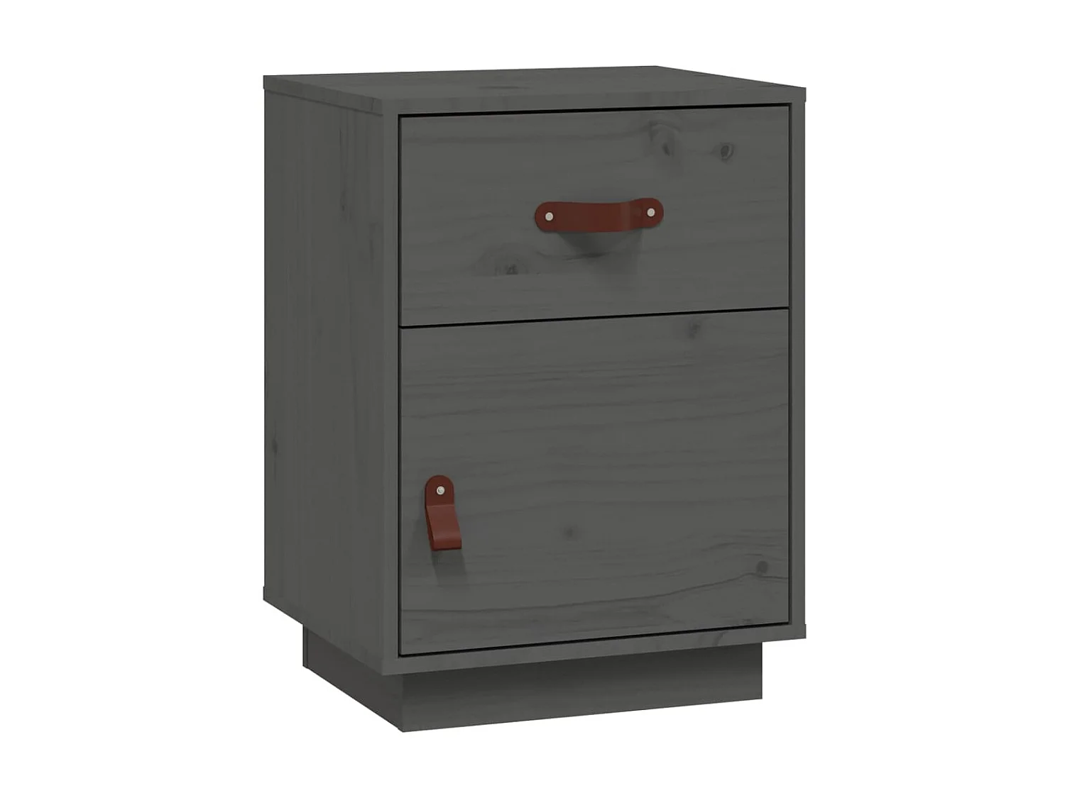 Mesita de noche Gris 40x34x55 cm Madera maciza de pino