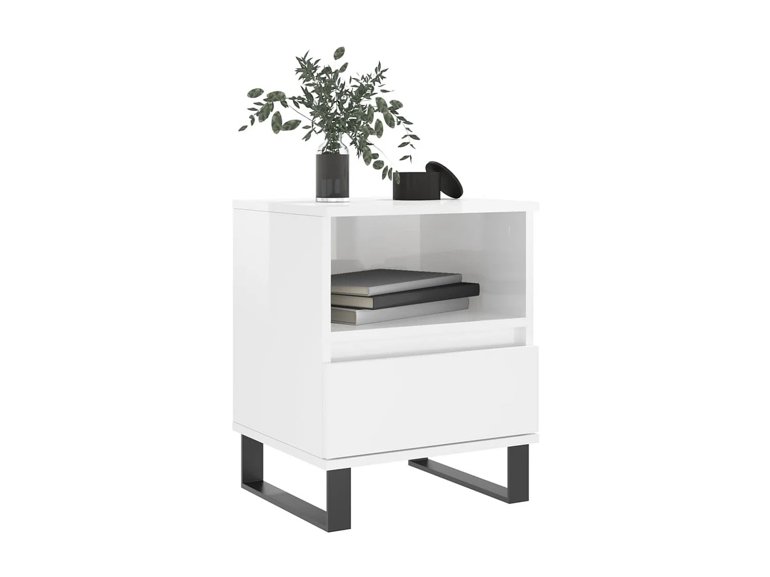 Mesa de cabeceira branco brilhante 40x35x50 cm Madeira trabalhada