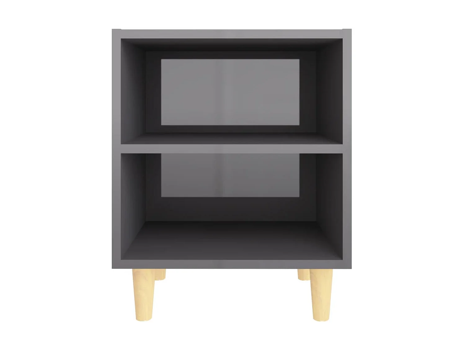 Nachtkastje met houten poten Glanzend grijs 40x30x50 cm