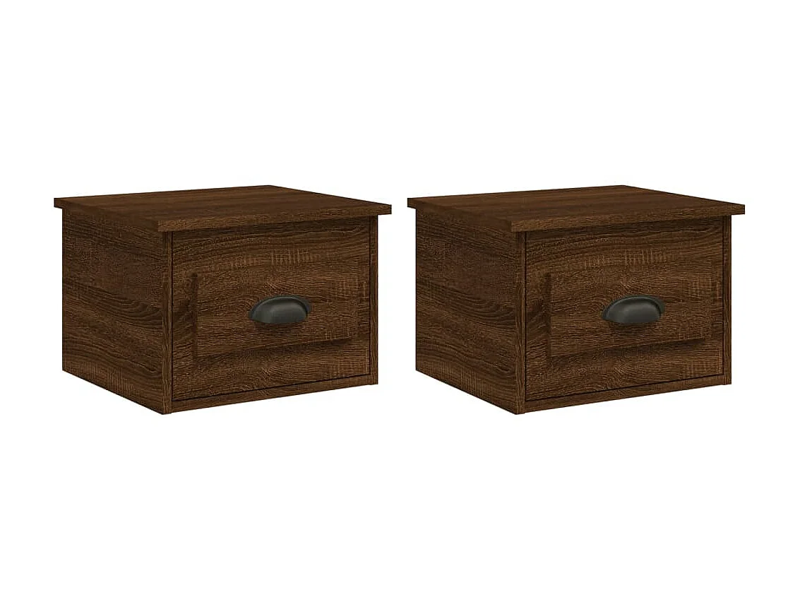 Mesitas de noche de pared 2 uds Roble marrón 41,5x36x28 cm
