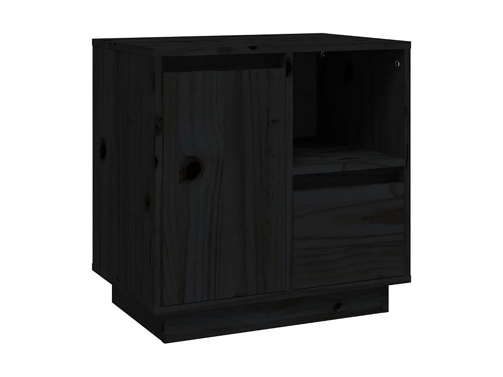 Table de chevet Noir 50x34x50 cm Bois de pin massif
