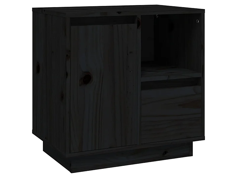 Table de chevet Noir 50x34x50 cm Bois de pin massif