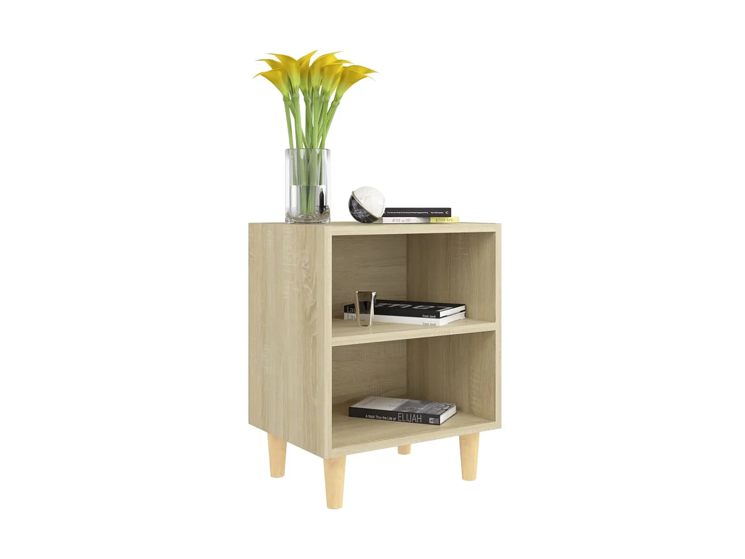 Nachtkastje met houten poten Sonoma eiken 40x30x50 cm