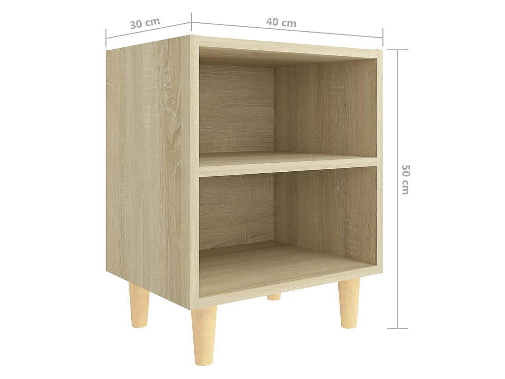 Nachtkastje met houten poten Sonoma eiken 40x30x50 cm