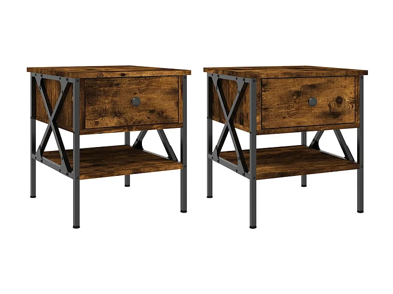 Tables de chevet 2 pcs chêne fumé 40x42x45 cm bois d’ingénierie