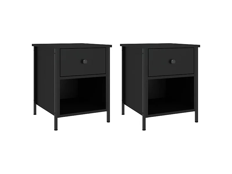 Nachtkastjes 2 stuks zwart 40x42x50 cm parket