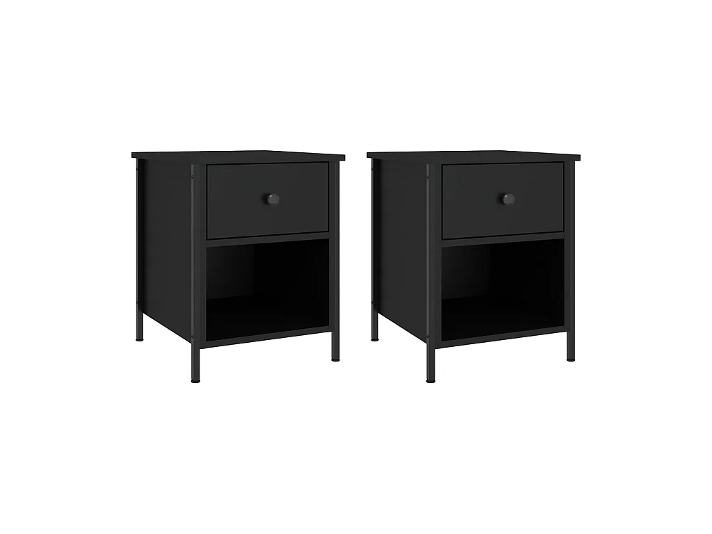Tables de chevet 2 pcs noir 40x42x50 cm bois d’ingénierie