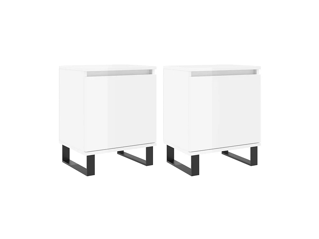 Tables de chevet 2pcs blanc brillant 40x30x50cm bois ingénierie