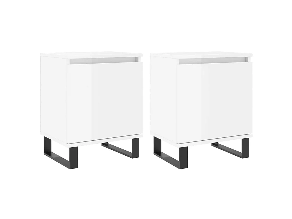 Tables de chevet 2pcs blanc brillant 40x30x50cm bois ingénierie