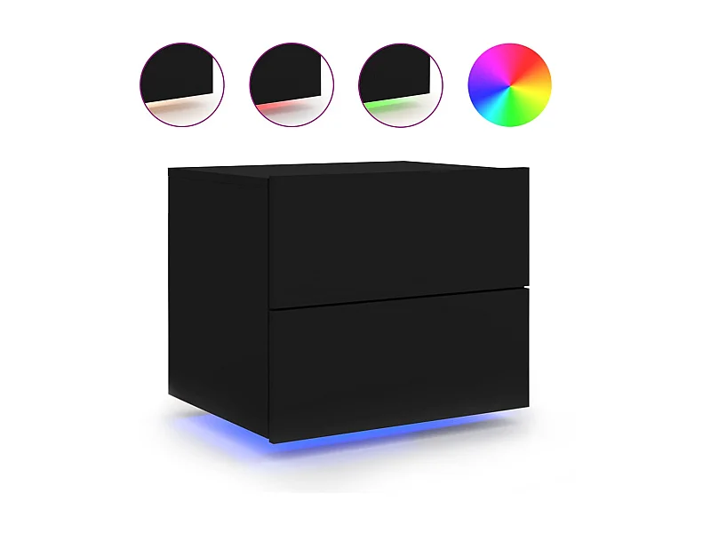 Table de chevet murale avec lumières LED noir