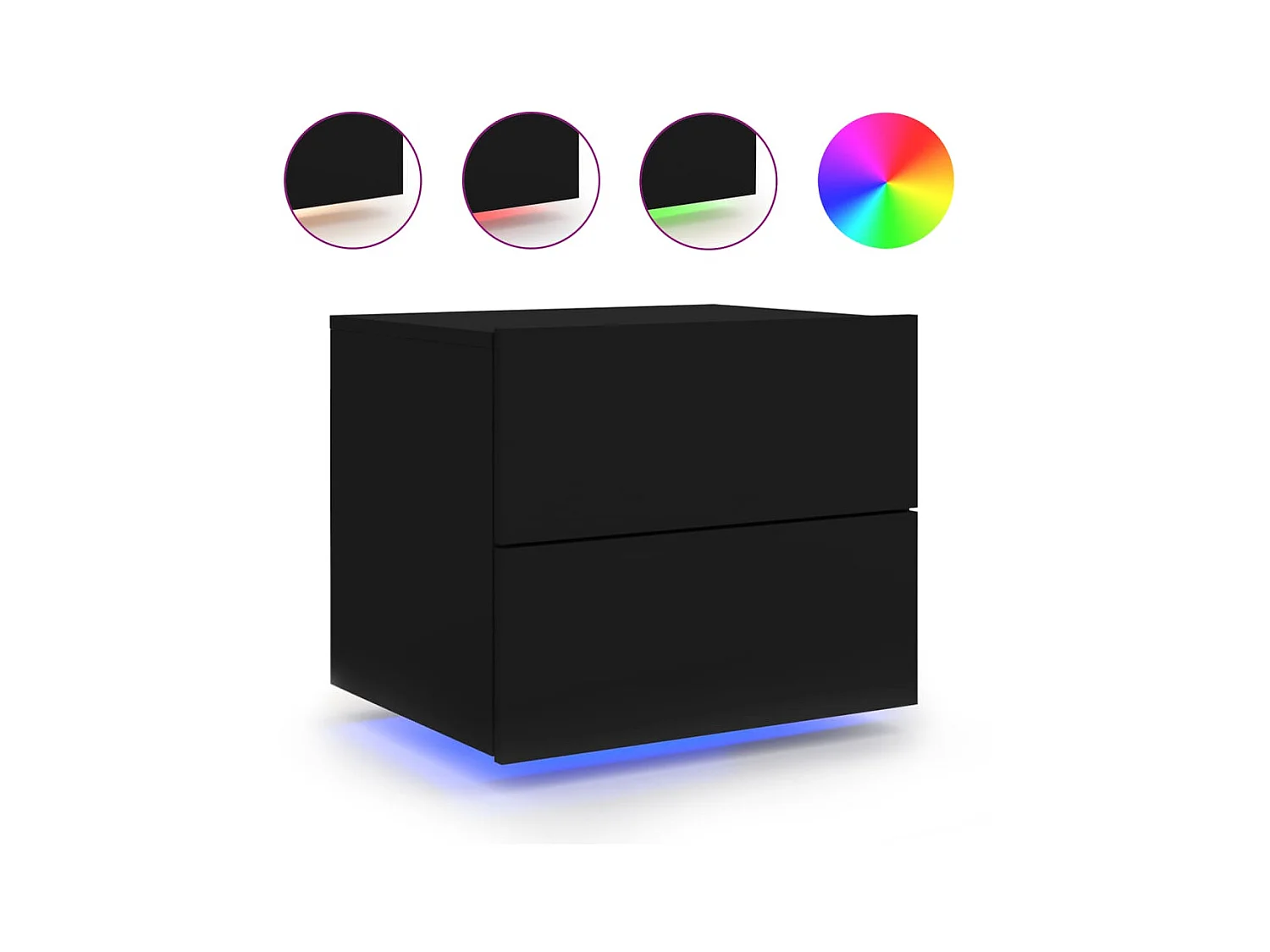 Table de chevet murale avec lumières LED noir