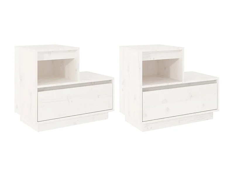 Mesitas de noche 2 uds Blanco 60x34x51 cm Madera maciza de pino