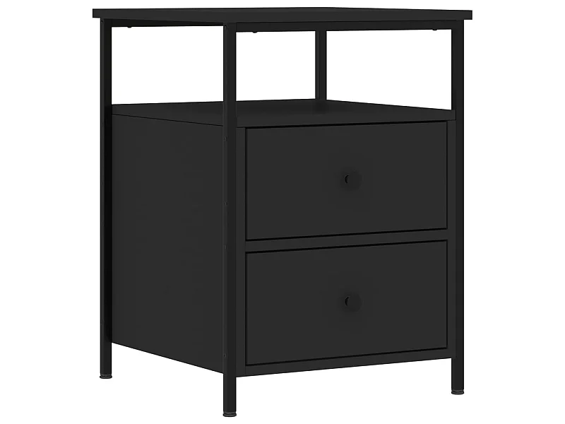 Mesita de noche negra 44x45x60 cm de madera contrachapada