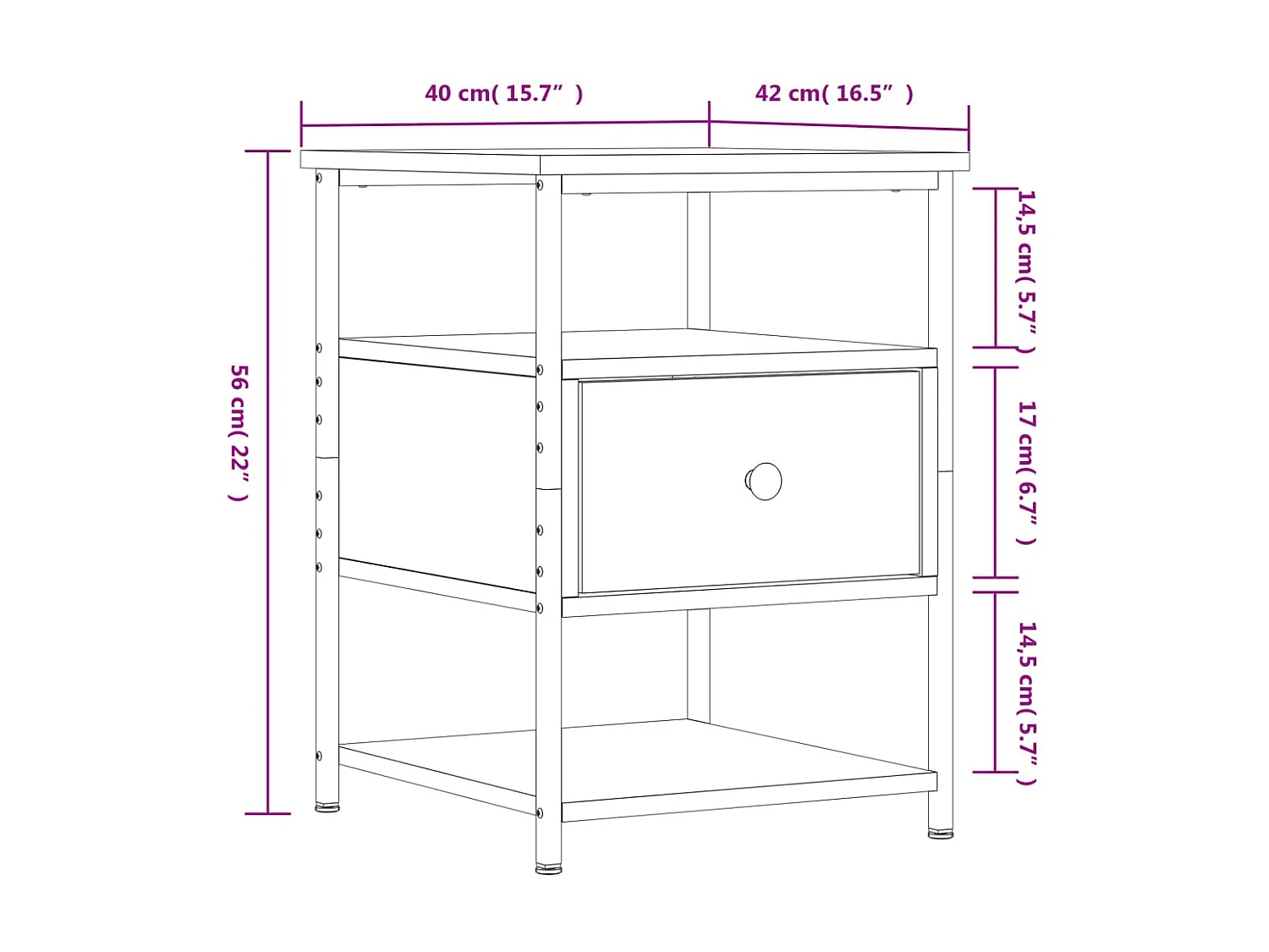 Tables de chevet 2pcs chêne marron 40x42x56cm bois d'ingénierie