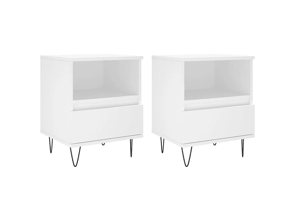 Mesas de cabeceira 2 unidades brancas 40x35x50 cm madeira trabalhada