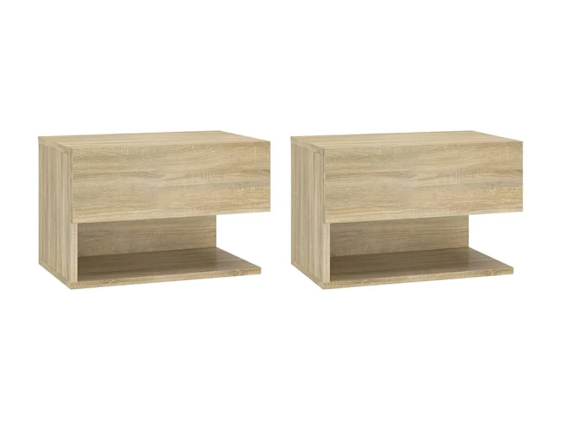 Tables de chevet murales 2 pcs Chêne sonoma
