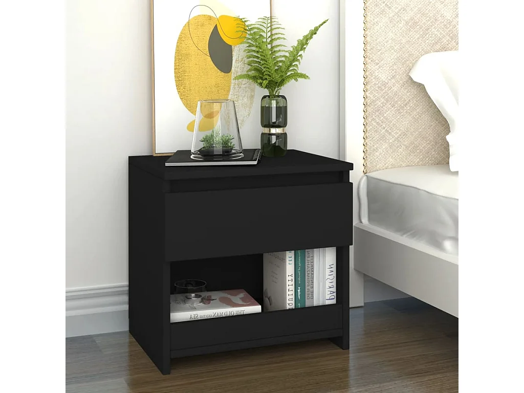 Tables de chevet 2 pcs Noir 40x30x39 cm Aggloméré