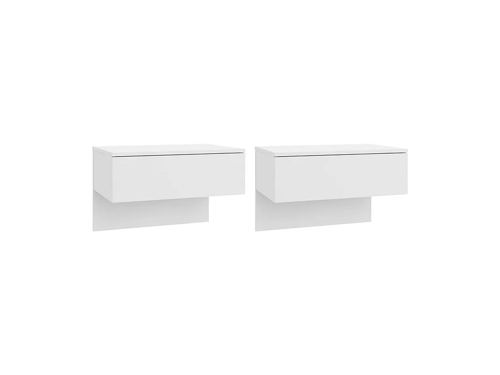 Tables de chevet murales 2 pcs Blanc brillant