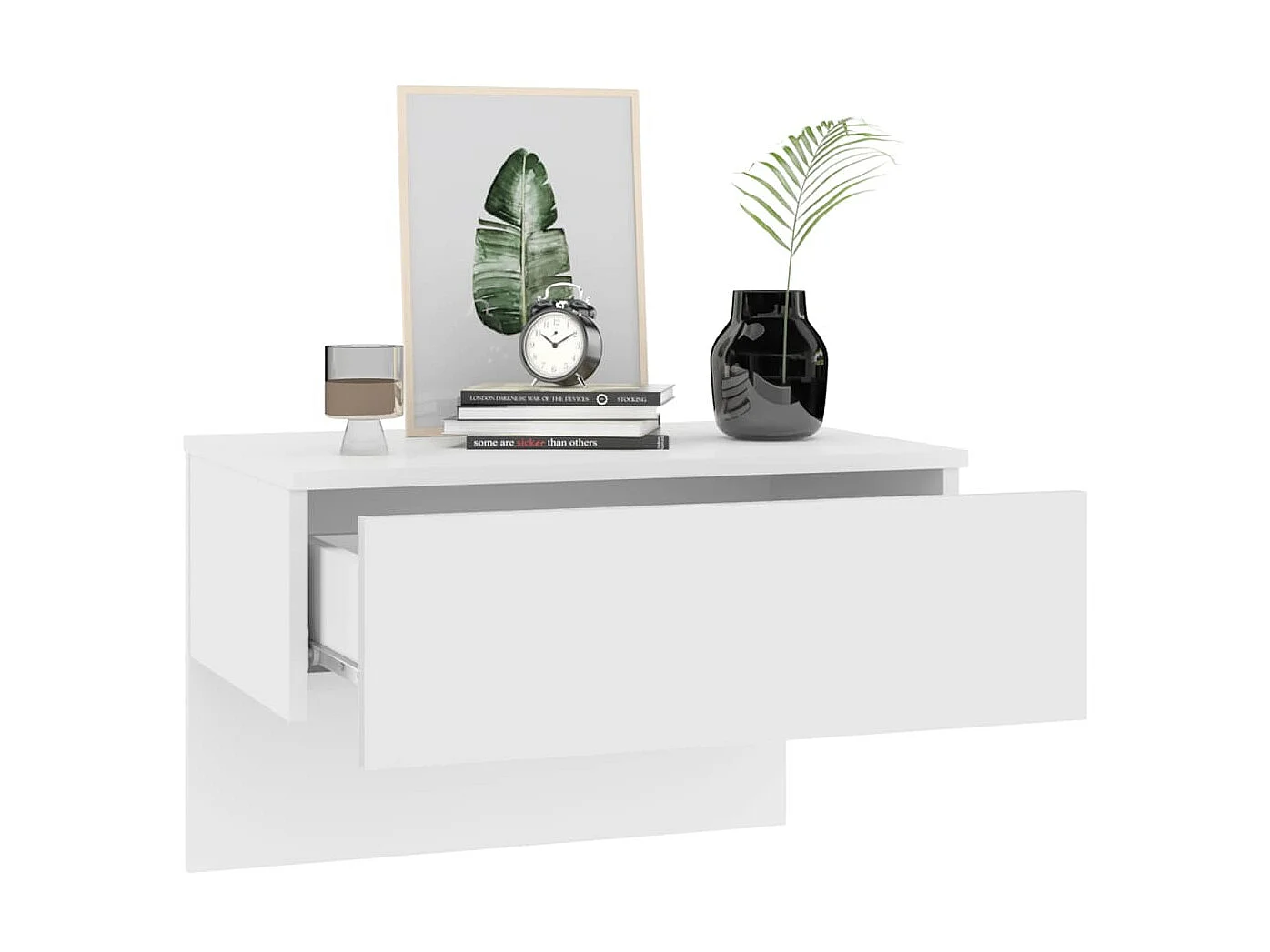 Tables de chevet murales 2 pcs Blanc brillant