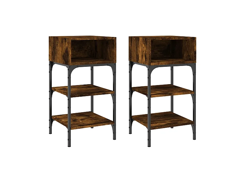 Comodini 2 pezzi rovere affumicato 35x34,5x70 c legno composito